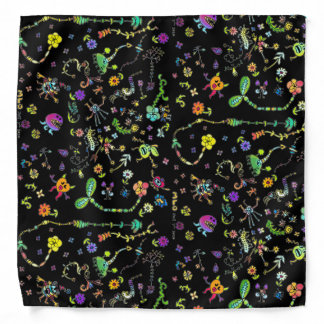 Cute Silly Doodles And Flowers Print Bandana
