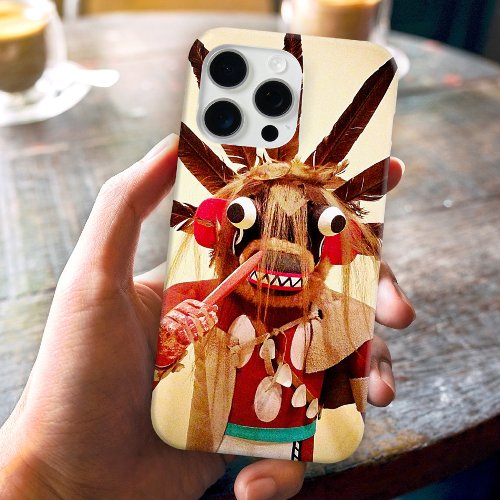 Cute silly funny face wood kachina doll photo iPhone 15 pro max case