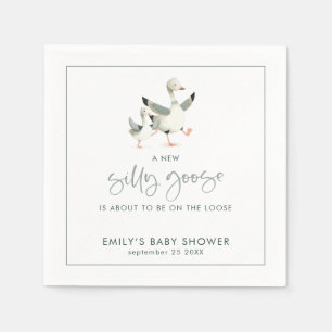 Cute Silly Goose About to Be on Loose Baby Shower Napkins