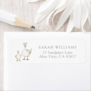 Cute Silly Goose Baby Girl Shower Return Address Label