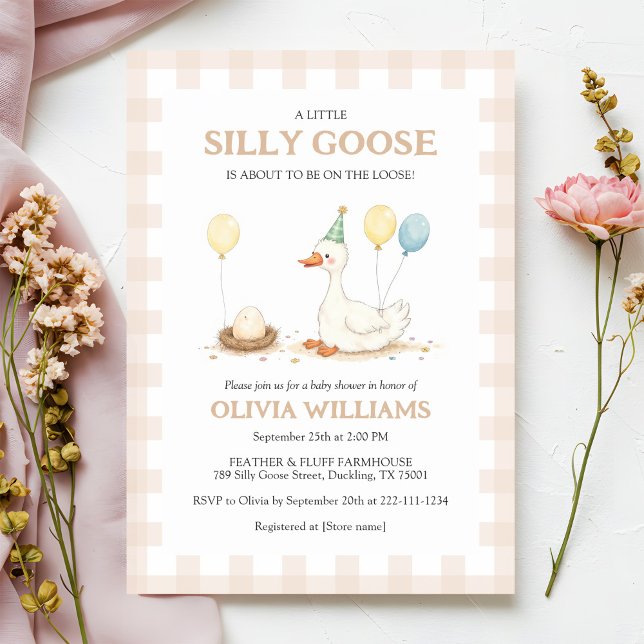 Cute Silly Goose Baby Shower Invitation (Creator Uploaded)