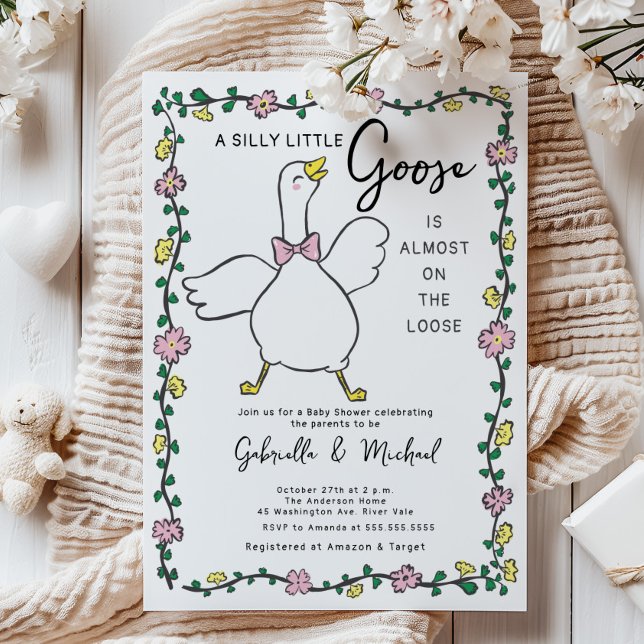 Cute Silly Goose Baby Shower Invitation (Creator Uploaded)