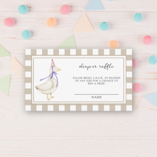 Cute silly goose - diaper raffle ticket enclosure card (Creator Uploaded)
