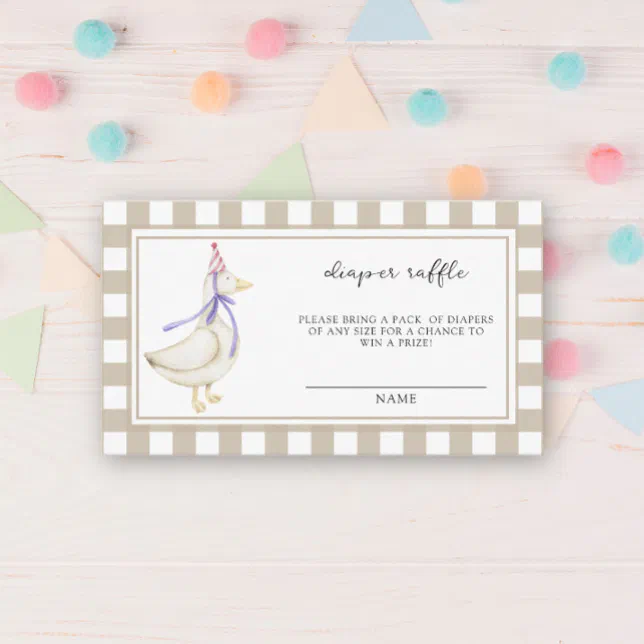 Cute silly goose - diaper raffle ticket enclosure card | Zazzle