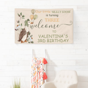 Cute Silly Goose Nursery Rhymes Birthday Welcome Banner