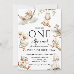 cute Silly Goose ,One Silly Goose 1st Party Invitation