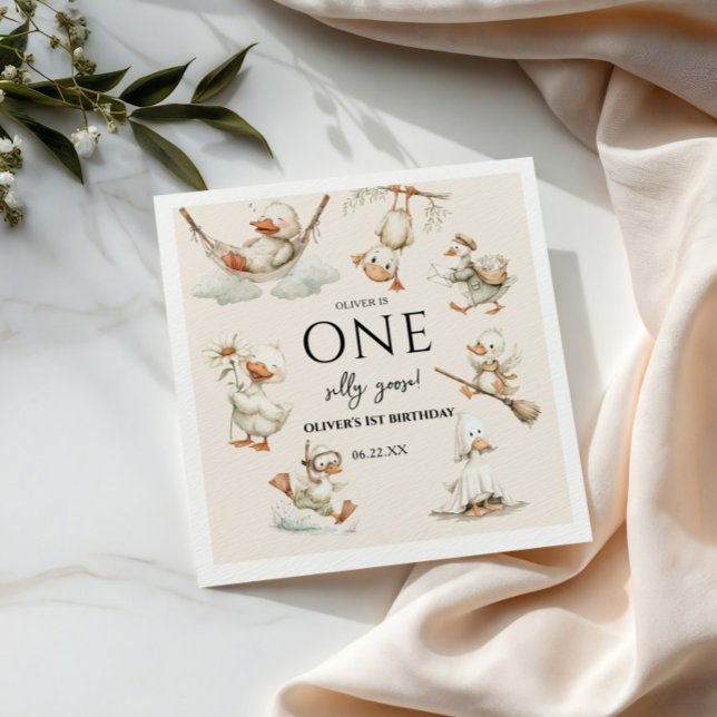 cute Silly Goose ,One Silly Goose 1st Party Napkins (Creator Uploaded)