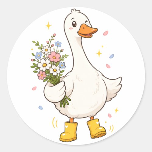 Cute Silly Goose Rain Boots Sticker | Funny Goose