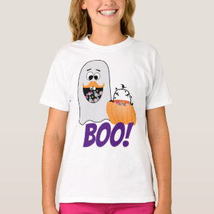 Cute Silly Halloween Ghost Pumpkin Boo Kids T-Shirt