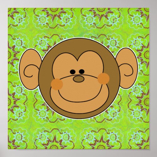 Cute Silly Monkey Face Poster