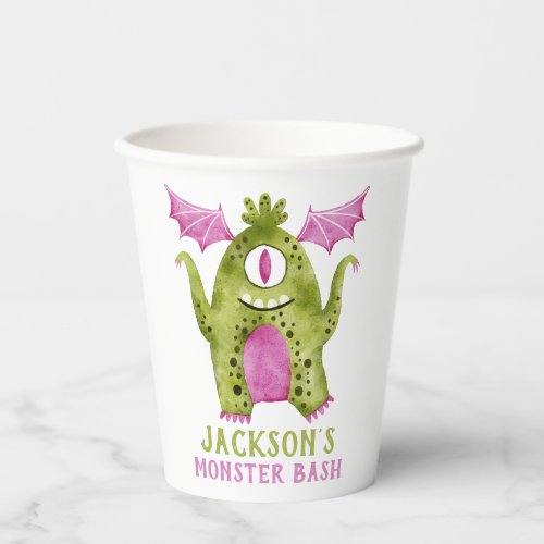 Cute Silly Monster Alien Birthday Party Paper Cups