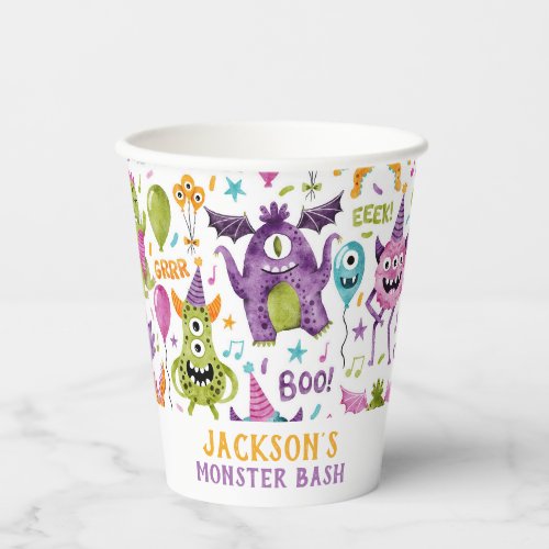 Cute Silly Monster Pattern Birthday Party Paper Cups