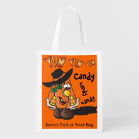 Cute Silly Orange Halloween Pumpkin Candy Guy Market Tote