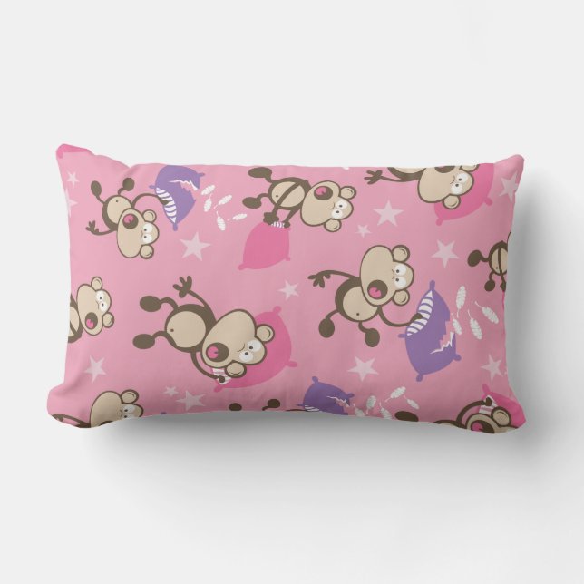 cute silly pillow fighting fight monkeys  cartoon (Front)