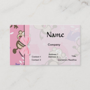 cute silly pillow fighting fight monkeys cartoon business card