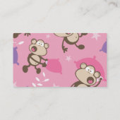 cute silly pillow fighting fight monkeys  cartoon business card (Back)