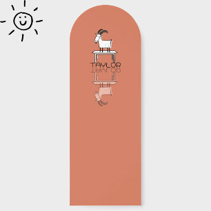 Cute Silly Pink Goat Reflection Doodle Custom Name Bookmarks