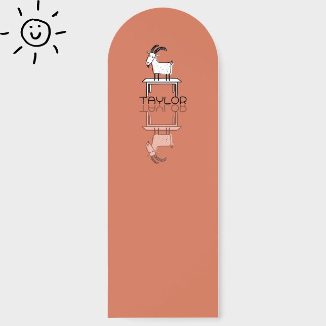 Cute Silly Pink Goat Reflection Doodle Custom Name Bookmarks (Creator Uploaded)