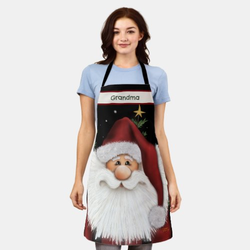 Cute Silly Santa Star Christmas Personalized Apron