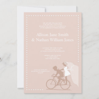 CUTE Silver Bicycle Couple Wedding Invitation