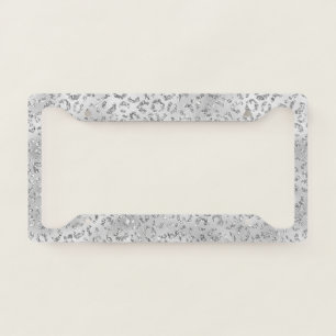 Cute Silver Cheetah Leopard Print Minimal Animal License Plate Frame