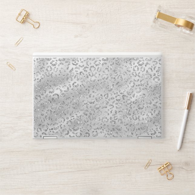 Cute Silver Cheetah Leopard Skin Print Pattern (Desk)