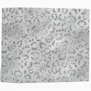 Cute Silver Cheetah Leopard Skin Print Pattern 3 Ring Binder