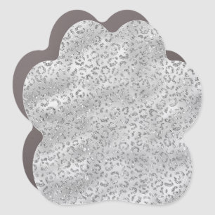 Cute Silver Cheetah Leopard Skin Print Pattern Car Magnet