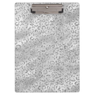 Cute Silver Cheetah Leopard Skin Print Pattern Clipboard