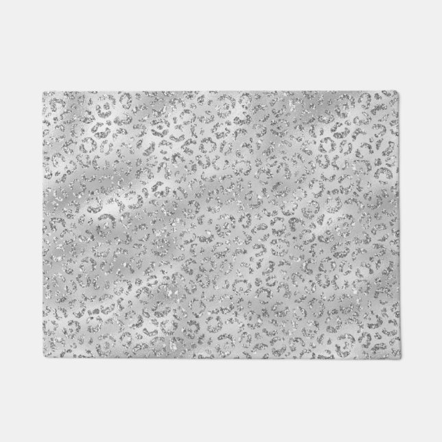 Cute Silver Cheetah Leopard Skin Print Pattern Doormat (Front)