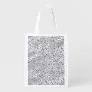 Cute Silver Cheetah Leopard Skin Print Pattern Grocery Bag