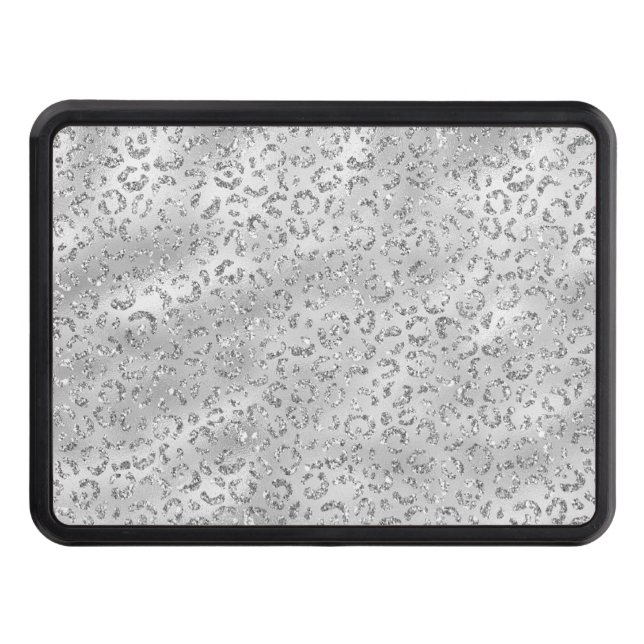 Cute Silver Cheetah Leopard Skin Print Pattern Hitch Cover (Front)