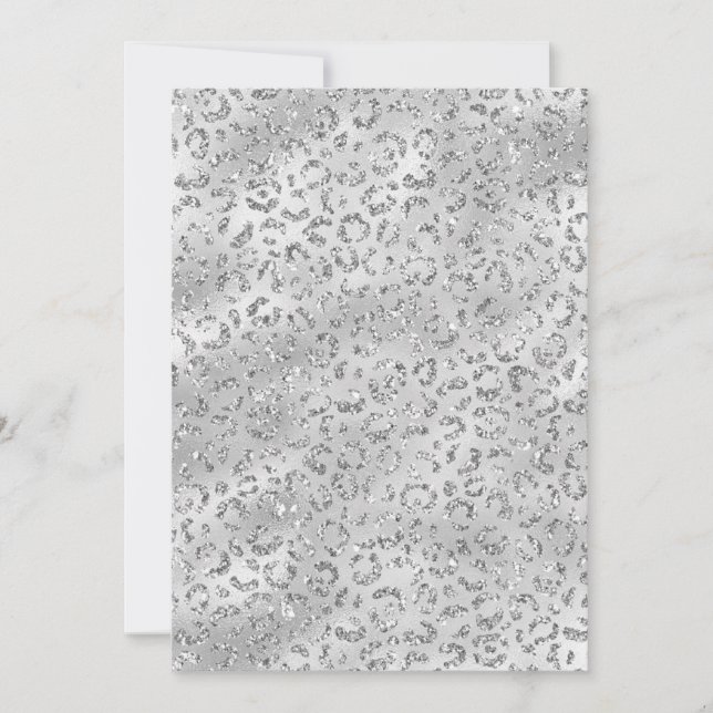 Cute Silver Cheetah Leopard Skin Print Pattern Invitation (Front)