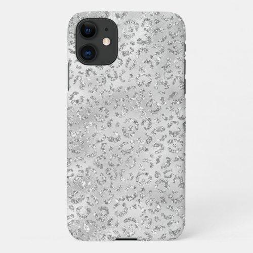 Cute Silver Cheetah Leopard Skin Print Pattern iPhone 11 Case