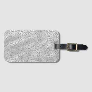 Cute Silver Cheetah Leopard Skin Print Pattern Luggage Tag