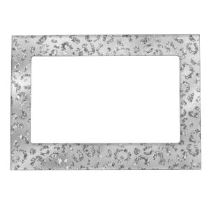 Cute Silver Cheetah Leopard Skin Print Pattern Magnetic Frame