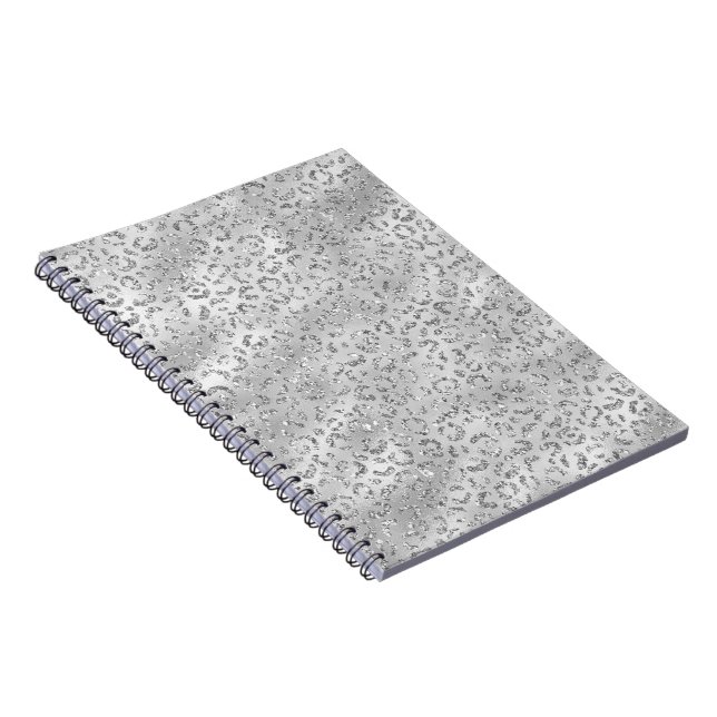 Cute Silver Cheetah Leopard Skin Print Pattern Notebook (Right Side)