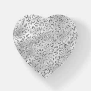 Cute Silver Cheetah Leopard Skin Print Pattern Paperweight