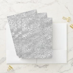 Cute Silver Cheetah Leopard Skin Print Pattern Pocket Folder