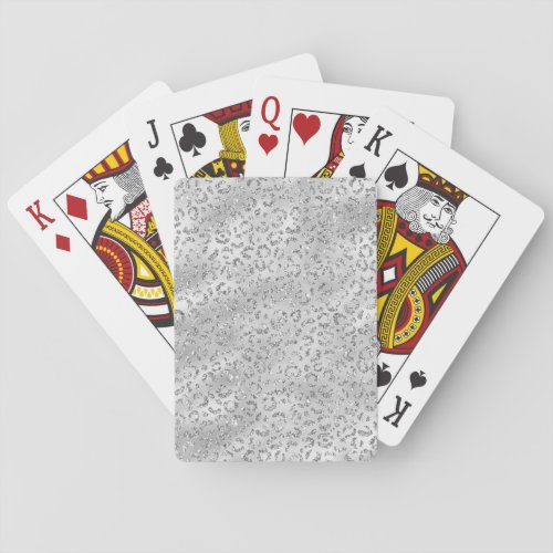 Cute Silver Cheetah Leopard Skin Print Pattern Poker Cards