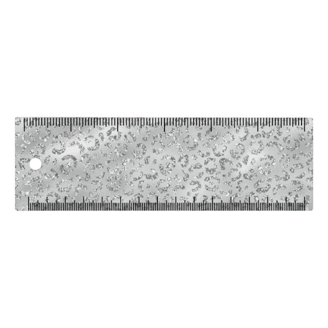Cute Silver Cheetah Leopard Skin Print Pattern Ruler (Front)