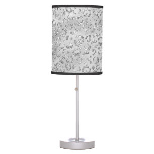Cute Silver Cheetah Leopard Skin Print Pattern Table Lamp