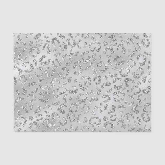 Cute Silver Cheetah Leopard Skin Print Pattern Tissue Paper (Front)