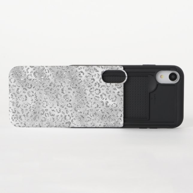 Cute Silver Cheetah Leopard Skin Print Pattern Uncommon iPhone Case (Open)