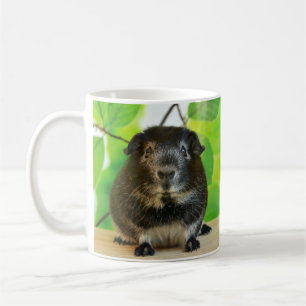 Cute Silver Fox Guinea Pig and Leaves Coffee Mug