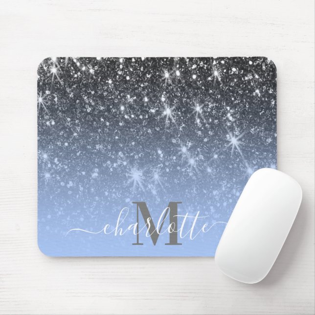 Cute Silver Glitter Mouse Pad (With Mouse)