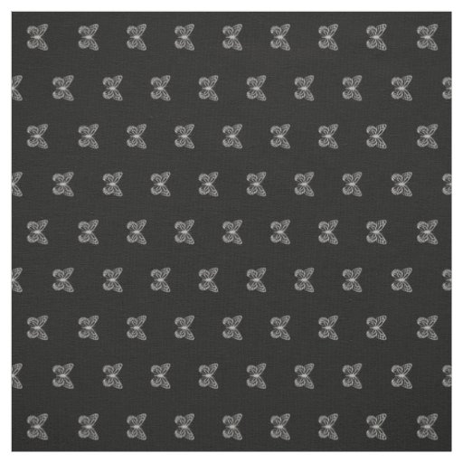 Cute Silver Gray Butterfly Pattern Black Fabric