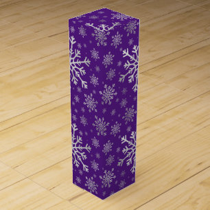Cute Silver Gray Christmas Snowflakes on Purple Wine Box
