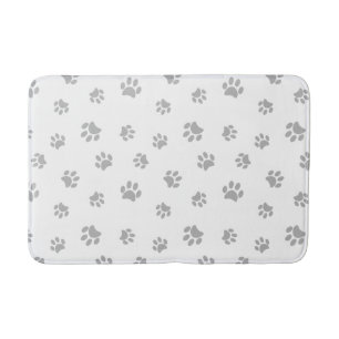 Cute Silver Grey Paw Prints Bath Mat