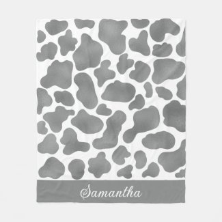 Cute Silver Grey White Cow Print Animal Pattern